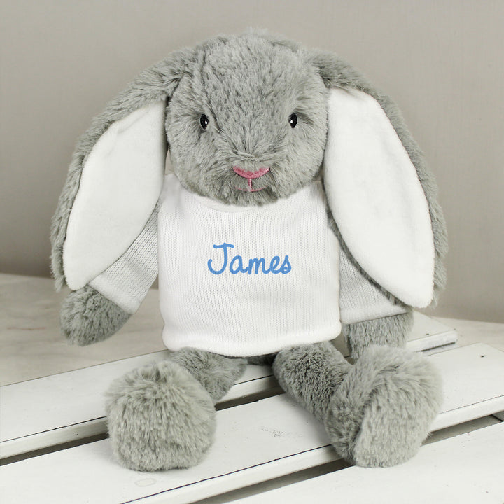 Personalised Name Only Bunny Rabbit - Blue - part of the Gifts Finder Personalised Teddy Bears collection