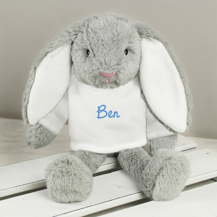 Personalised Name Only Bunny Rabbit - Blue - part of the Gifts Finder Personalised Teddy Bears collection