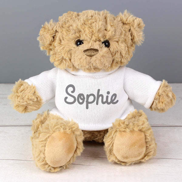 Buy Personalised Name Only Teddy Bear  - Grey at www.giftsfinder.co.uk