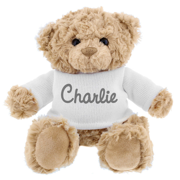 Personalised Name Only Teddy Bear  - Grey - part of the Gifts Finder Personalised Teddy Bears collection