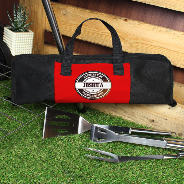 Buy Personalised Stamp Stainless Steel BBQ Kit at www.giftsfinder.co.uk