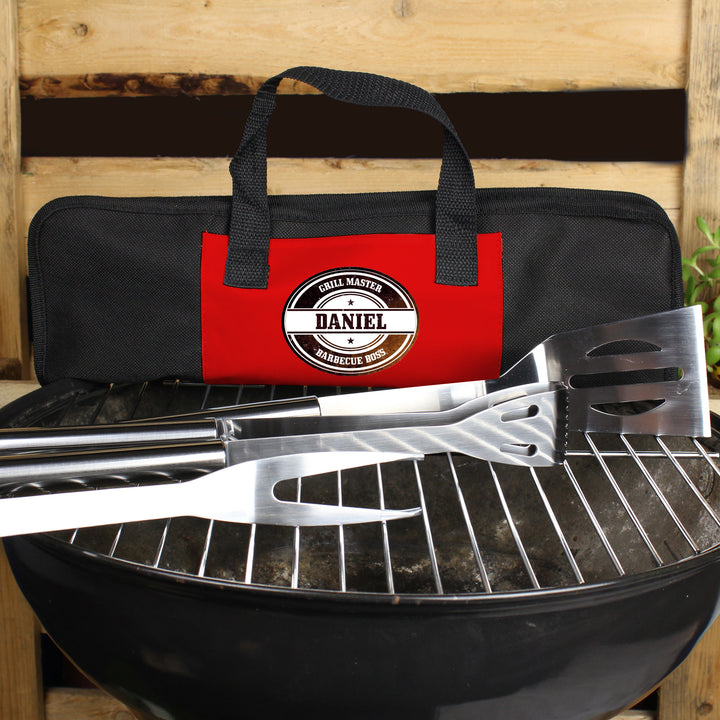 Buy Personalised Stamp Stainless Steel BBQ Kit at www.giftsfinder.co.uk