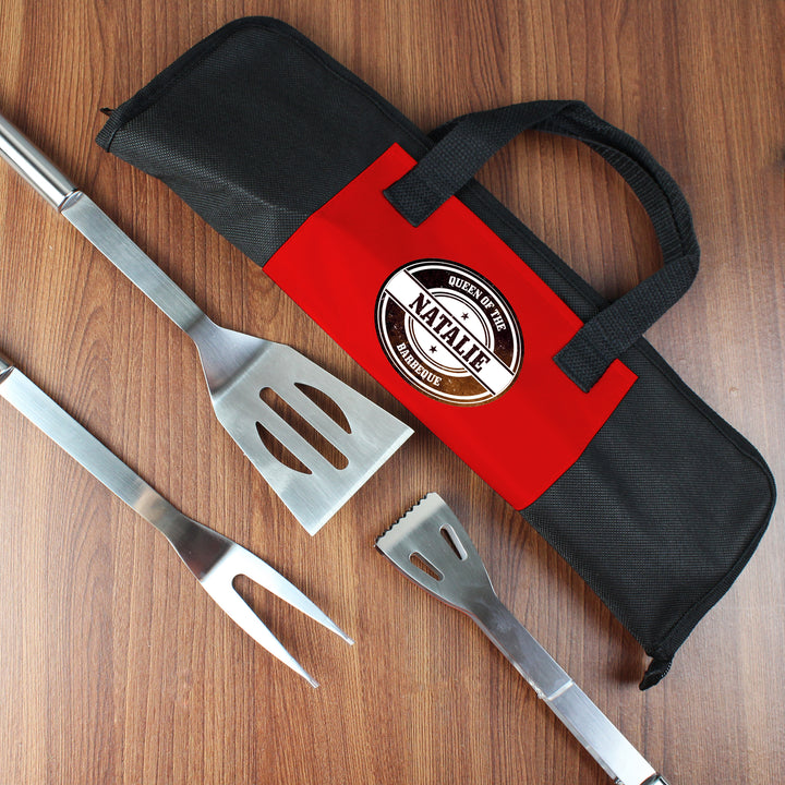 Buy Personalised Stamp Stainless Steel BBQ Kit at www.giftsfinder.co.uk