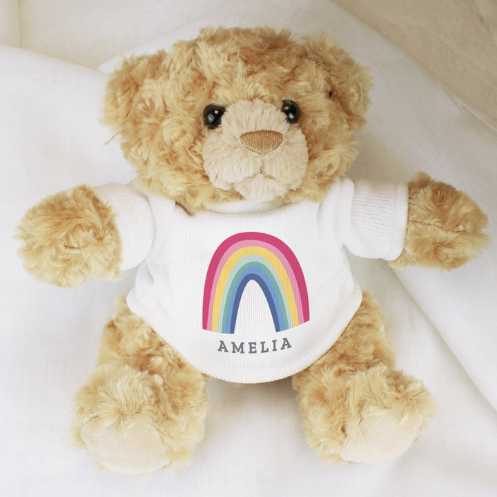 Buy Personalised Rainbow Teddy Bear at www.giftsfinder.co.uk