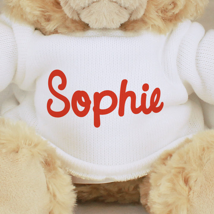 Personalised Name Only Teddy Bear - Red - part of the Gifts Finder Personalised Teddy Bears collection