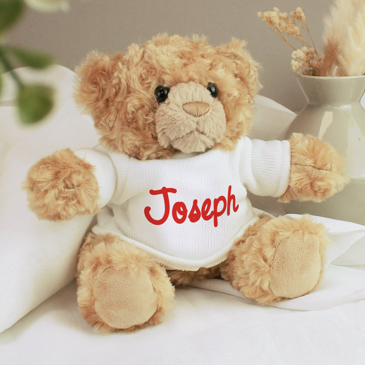 Personalised Name Only Teddy Bear - Red - part of the Gifts Finder Personalised Teddy Bears collection