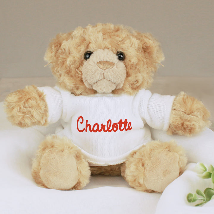 Personalised Name Only Teddy Bear - Red - part of the Gifts Finder Personalised Teddy Bears collection