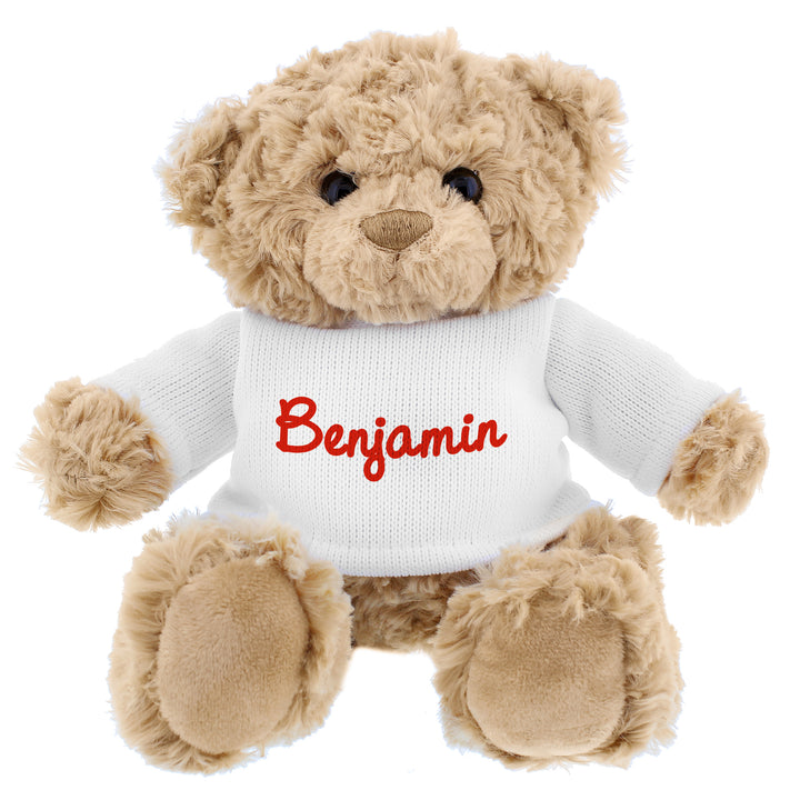 Personalised Name Only Teddy Bear - Red - part of the Gifts Finder Personalised Teddy Bears collection