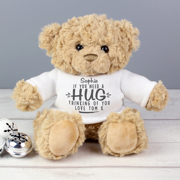 Buy Personalised If You Need A Hug Teddy Bear at www.giftsfinder.co.uk