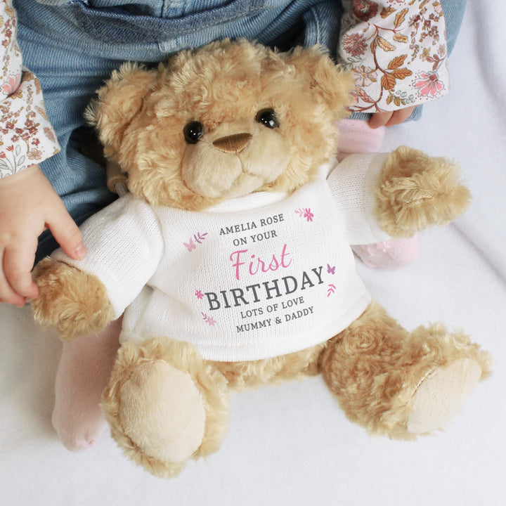 Buy Personalised Girls Free Text Teddy Bear at www.giftsfinder.co.uk