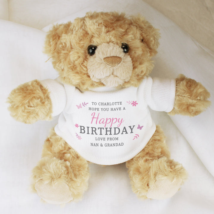 Buy Personalised Girls Free Text Teddy Bear at www.giftsfinder.co.uk