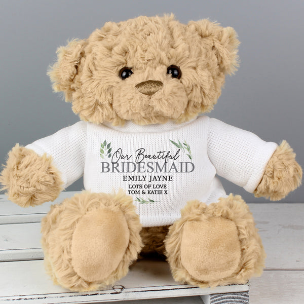 Buy Personalised Geometric Leaf Teddy Bear at www.giftsfinder.co.uk