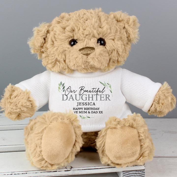 Buy Personalised Geometric Leaf Teddy Bear at www.giftsfinder.co.uk