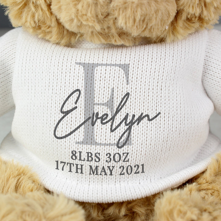 Buy Personalised Initial Teddy Bear available now at www.giftsfinder.co.uk