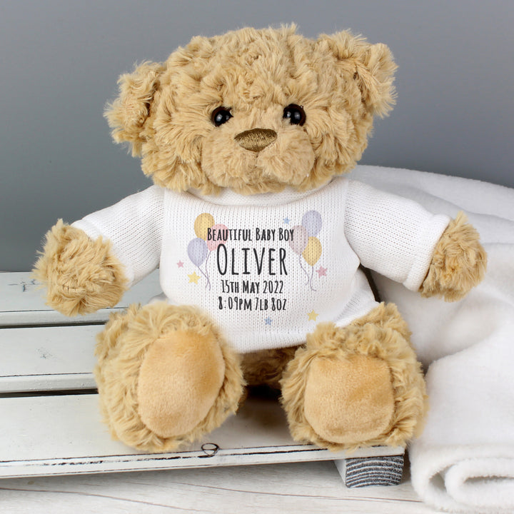 Personalised Teddy & Balloons Teddy Bear - part of the Gifts Finder Personalised Teddy Bears collection