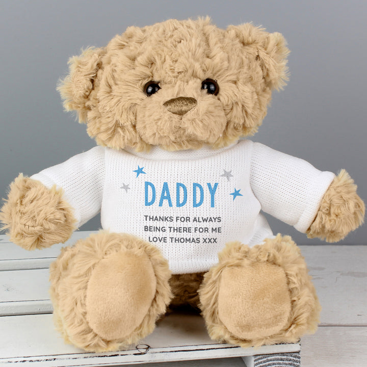 Buy Personalised Blue Name & Message Teddy Bear available now at www.giftsfinder.co.uk