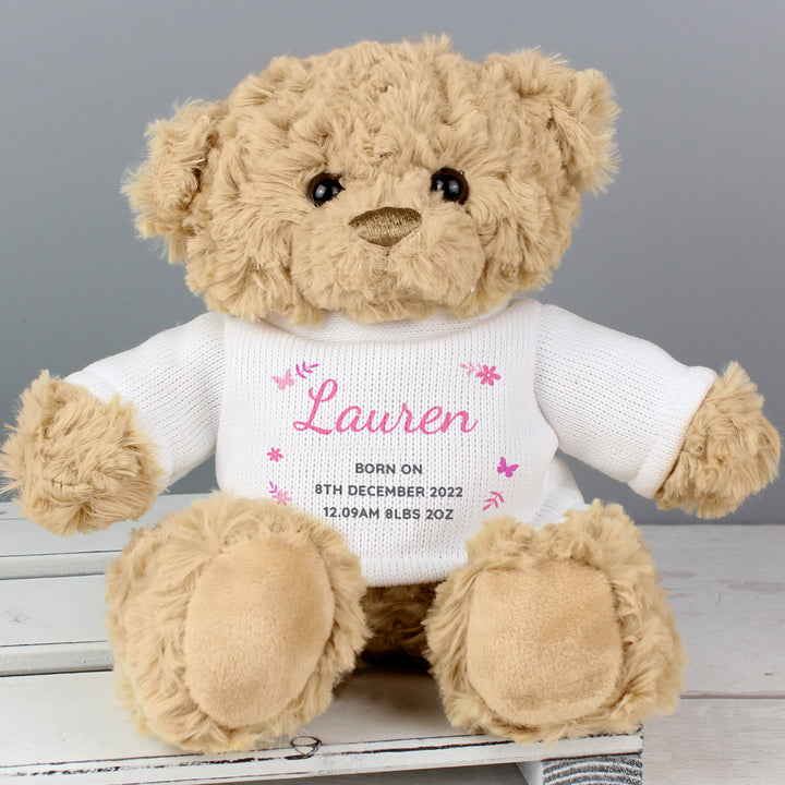 Buy Personalised Pink Name & Message Teddy Bear at www.giftsfinder.co.uk