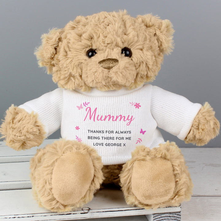 Buy Personalised Pink Name & Message Teddy Bear at www.giftsfinder.co.uk