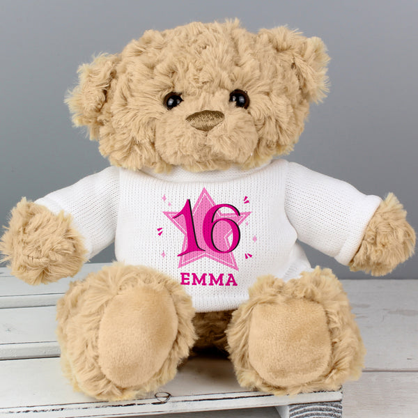 Buy Personalised Pink Big Age Teddy Bear at www.giftsfinder.co.uk