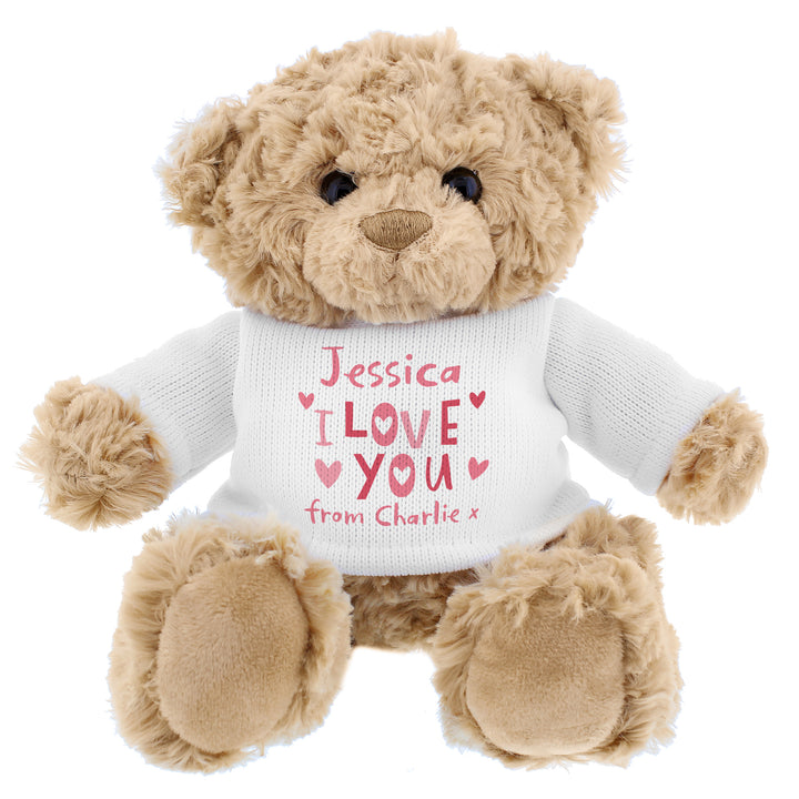 Buy Personalised I Love You Teddy Bear available now at www.giftsfinder.co.uk