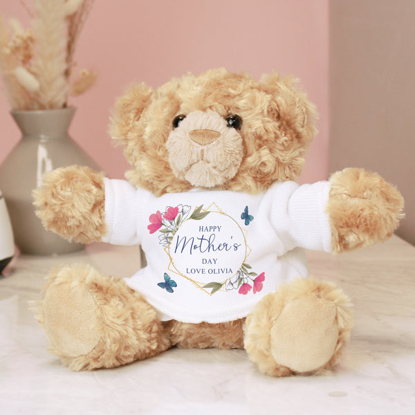 Buy Personalised Geometric Floral Teddy Bear available now at www.giftsfinder.co.uk