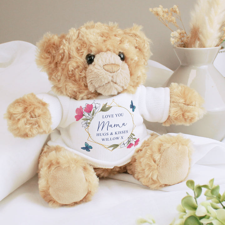 Buy Personalised Geometric Floral Teddy Bear available now at www.giftsfinder.co.uk