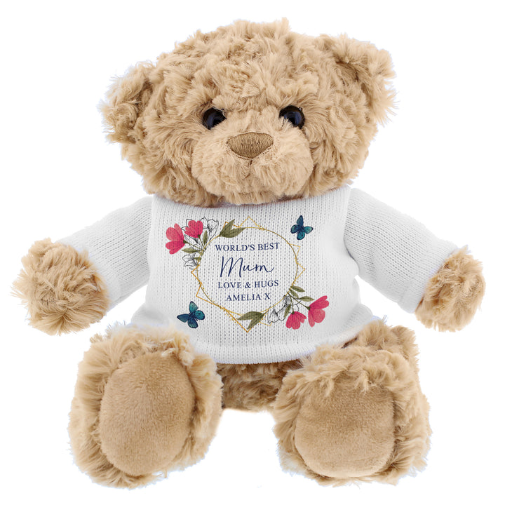 Buy Personalised Geometric Floral Teddy Bear available now at www.giftsfinder.co.uk