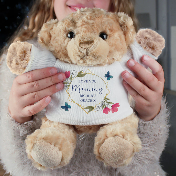 Buy Personalised Geometric Floral Teddy Bear available now at www.giftsfinder.co.uk