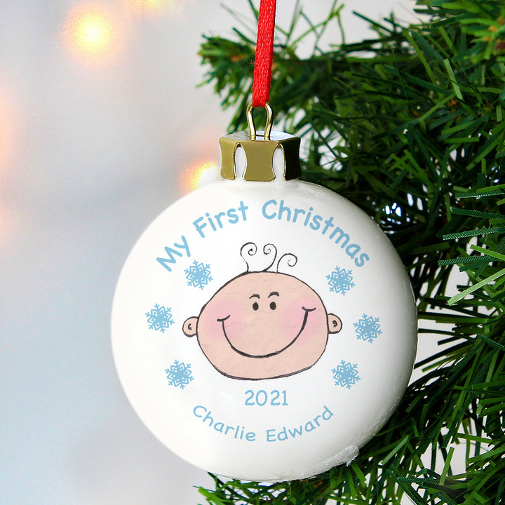 Personalised Baby Boy My First Christmas Bauble - part of the Gifts Finder Personalised Christmas Baubles collection