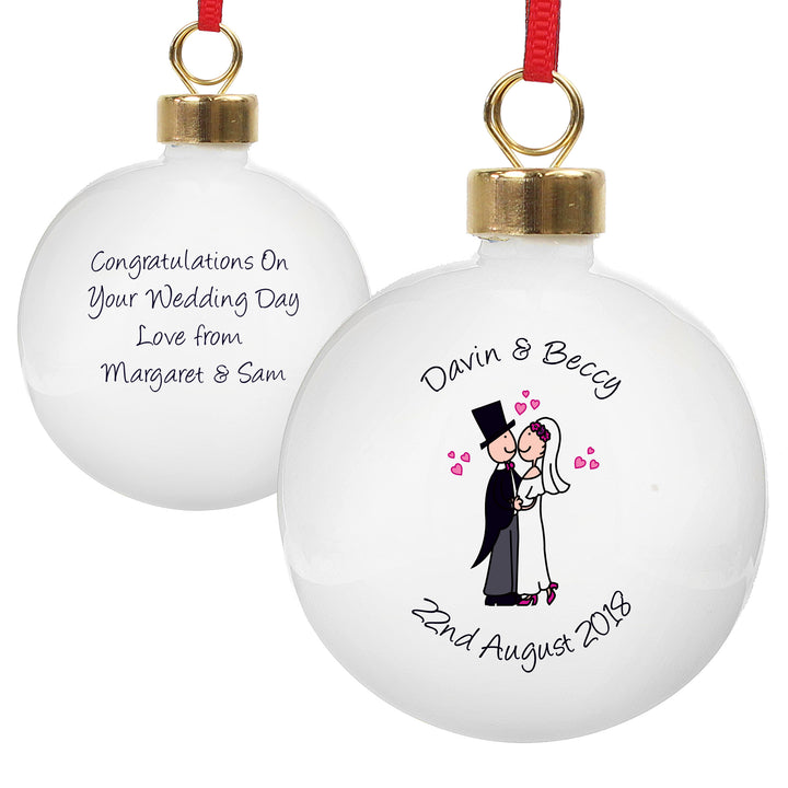 Buy Personalised Cartoon Couple Keepsake Bauble available now at www.giftsfinder.co.uk