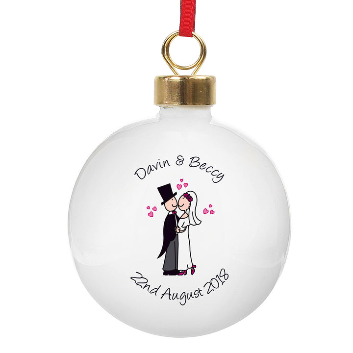 Buy Personalised Cartoon Couple Keepsake Bauble available now at www.giftsfinder.co.uk