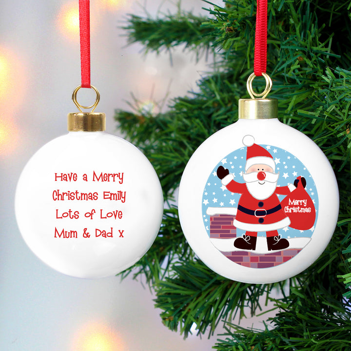 Personalised Rooftop Santa Christmas Bauble - part of the Gifts Finder Personalised Christmas Baubles collection