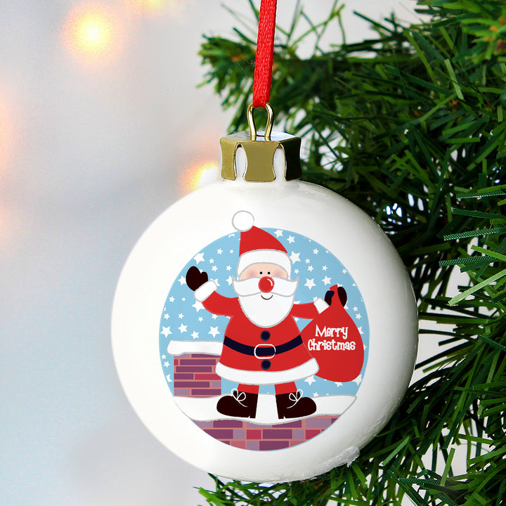 Personalised Rooftop Santa Christmas Bauble - part of the Gifts Finder Personalised Christmas Baubles collection