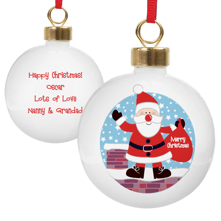 Personalised Rooftop Santa Christmas Bauble - part of the Gifts Finder Personalised Christmas Baubles collection