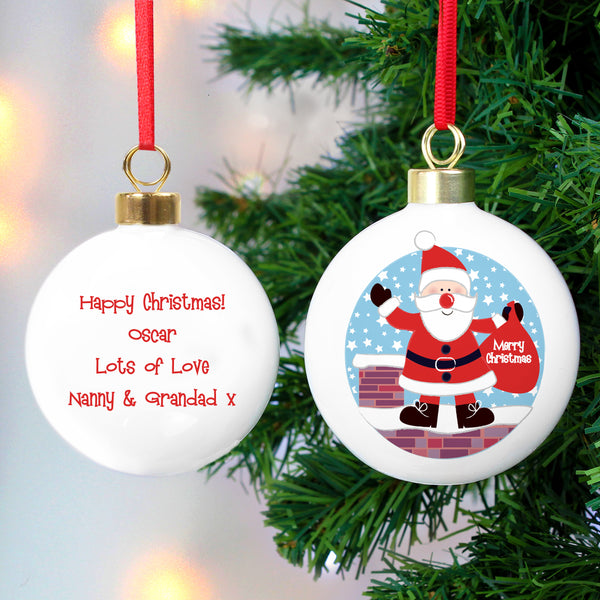 Personalised Rooftop Santa Christmas Bauble in gift category Personalised Christmas Baubles