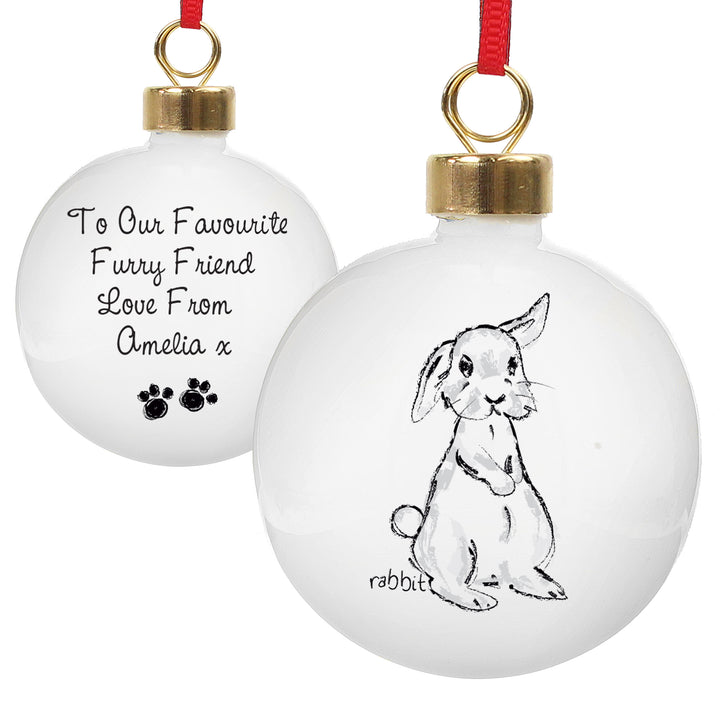 Buy Personalised Bunny Bauble available now at www.giftsfinder.co.uk