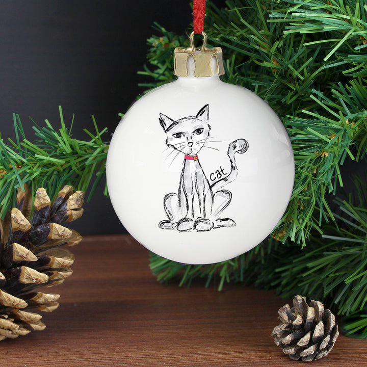 Personalised Cat Bauble - part of the Gifts Finder Personalised Baubles collection