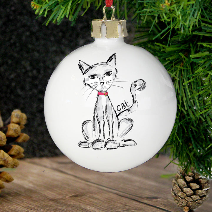 Personalised Cat Bauble - part of the Gifts Finder Personalised Baubles collection