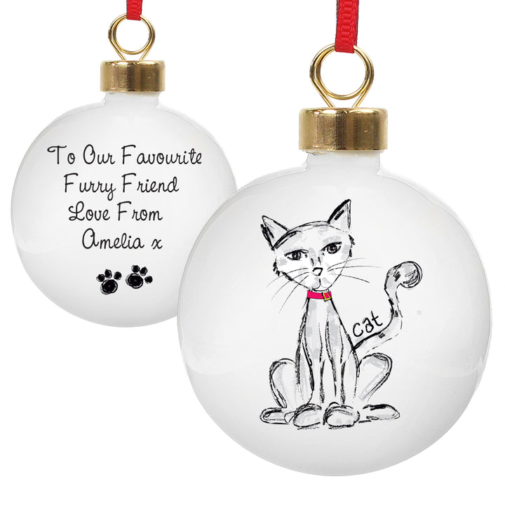 Personalised Cat Bauble - part of the Gifts Finder Personalised Baubles collection