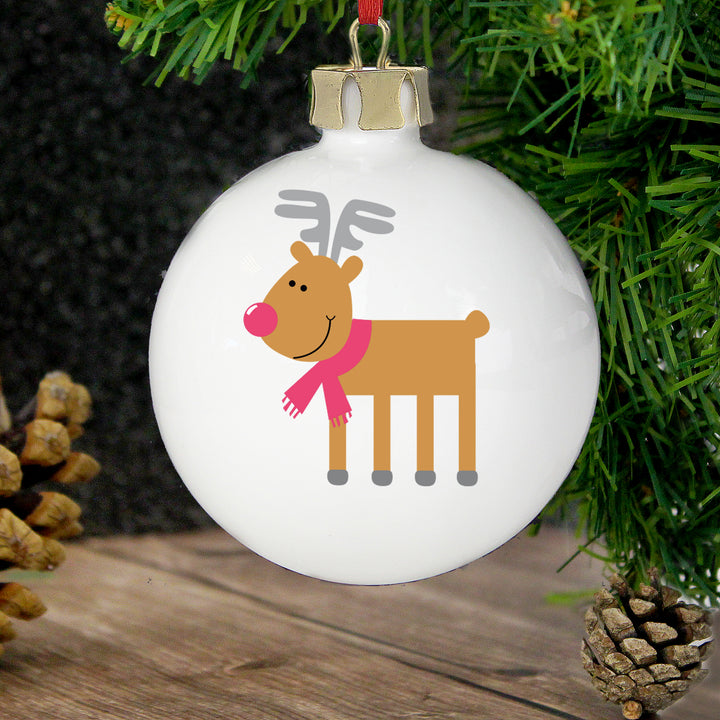 Buy Personalised New Reindeer Bauble at www.giftsfinder.co.uk