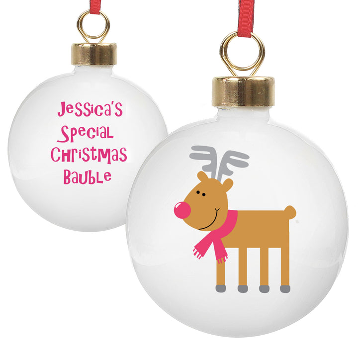 Buy Personalised New Reindeer Bauble at www.giftsfinder.co.uk