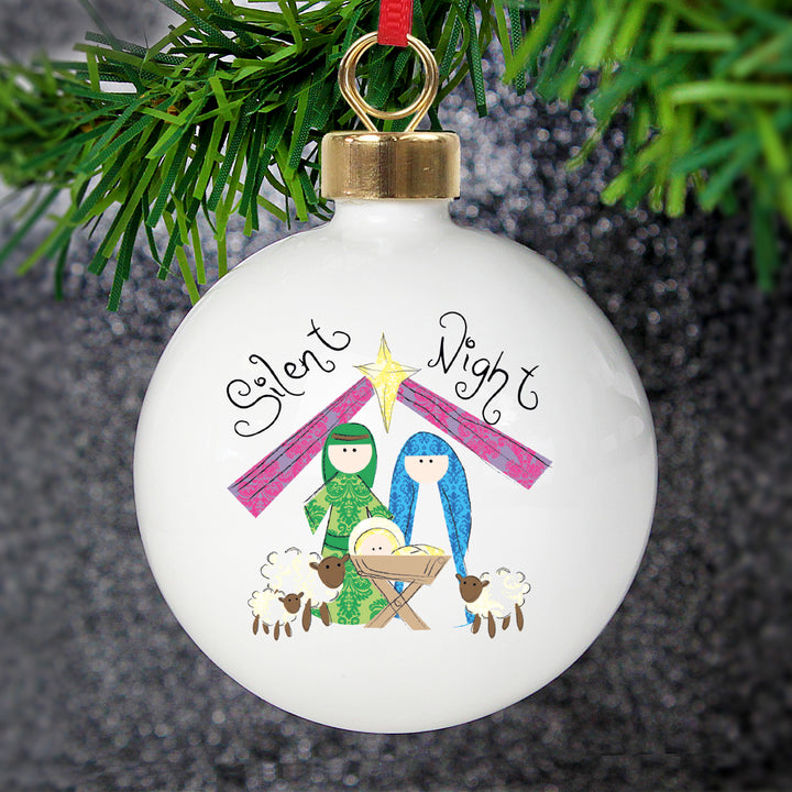 Buy Personalised Nativity Silent Night Bauble at www.giftsfinder.co.uk