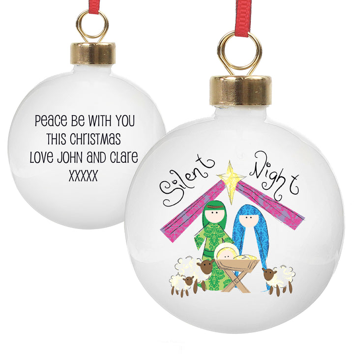 Buy Personalised Nativity Silent Night Bauble at www.giftsfinder.co.uk