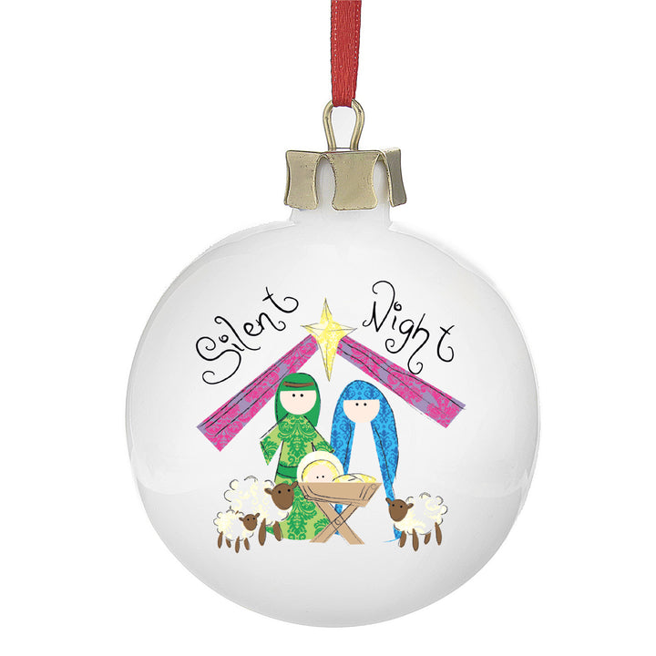 Buy Personalised Nativity Silent Night Bauble at www.giftsfinder.co.uk