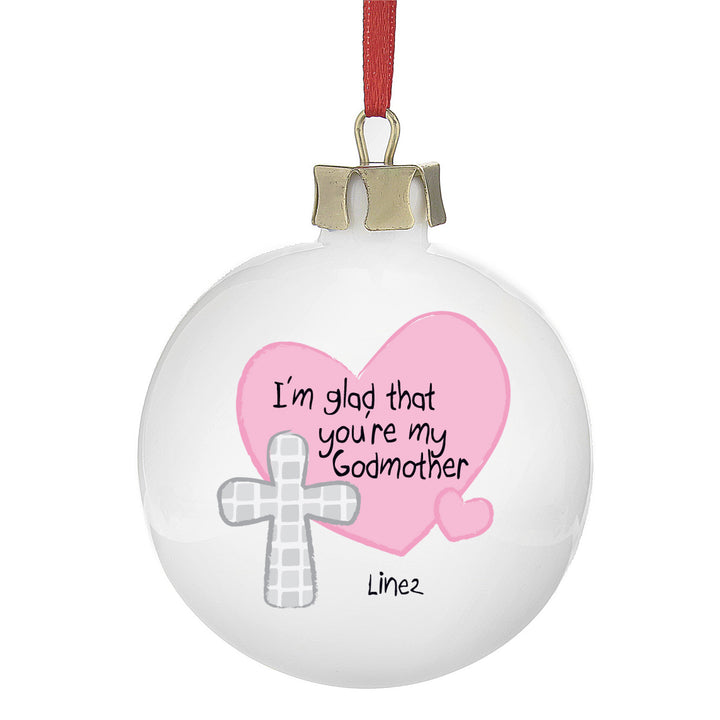 Buy Personalised Godmother Bauble Pink available now at www.giftsfinder.co.uk