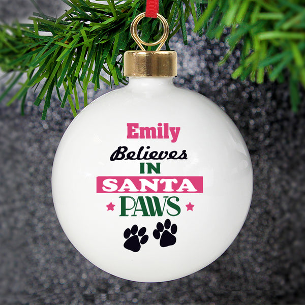 Personalised Santa Paws Bauble