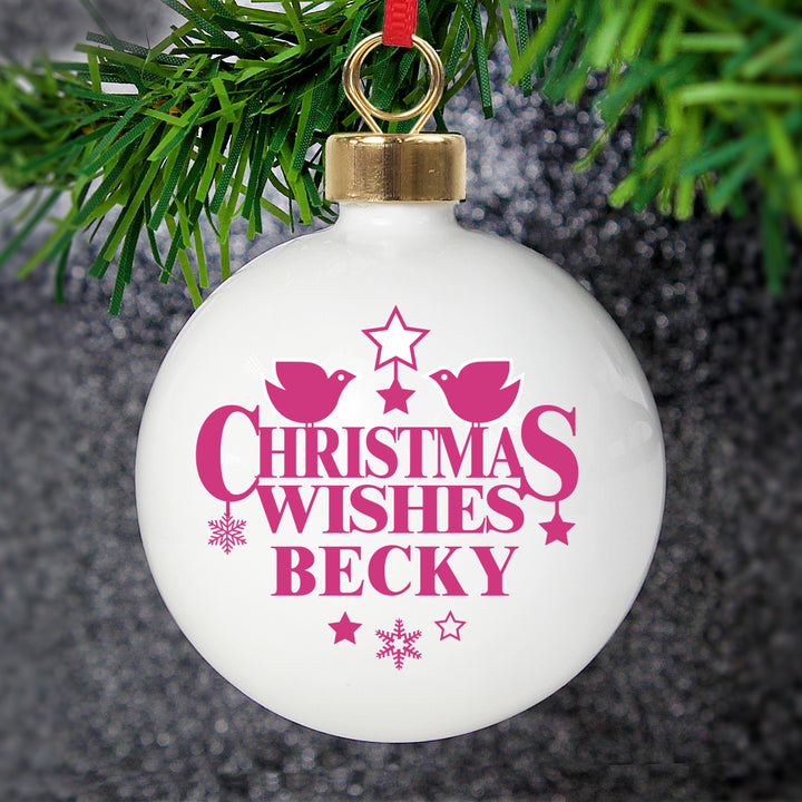 Personalised Christmas Wishes Bauble - part of the Gifts Finder Personalised Christmas Baubles collection