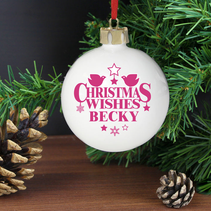 Personalised Christmas Wishes Bauble - part of the Gifts Finder Personalised Christmas Baubles collection