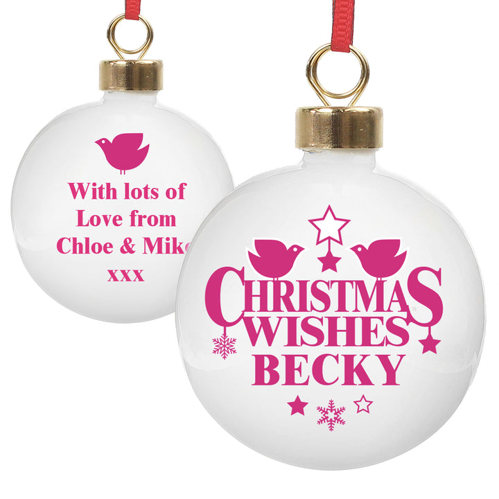 Personalised Christmas Wishes Bauble - part of the Gifts Finder Personalised Christmas Baubles collection