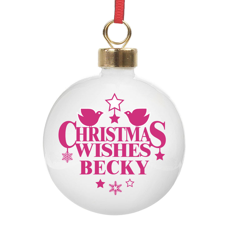 Personalised Christmas Wishes Bauble - part of the Gifts Finder Personalised Christmas Baubles collection